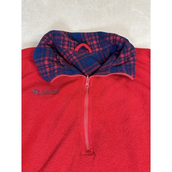 Vintage Columbia REVERSIBLE Pullover- Heavy Made In USA Quarter Zip Red Large - Picture 3 of 16